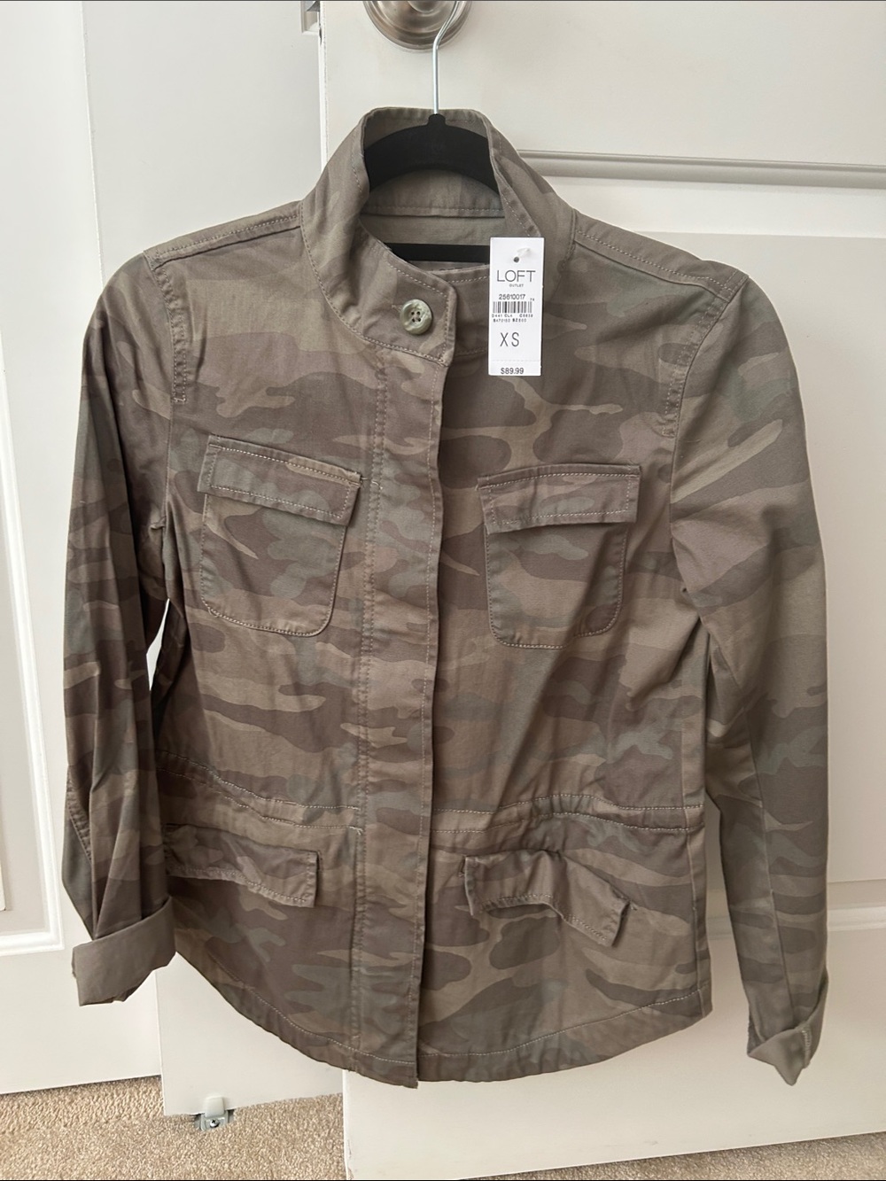 LOFT Taupe Camo Utility Jacket with Leopard Trim
